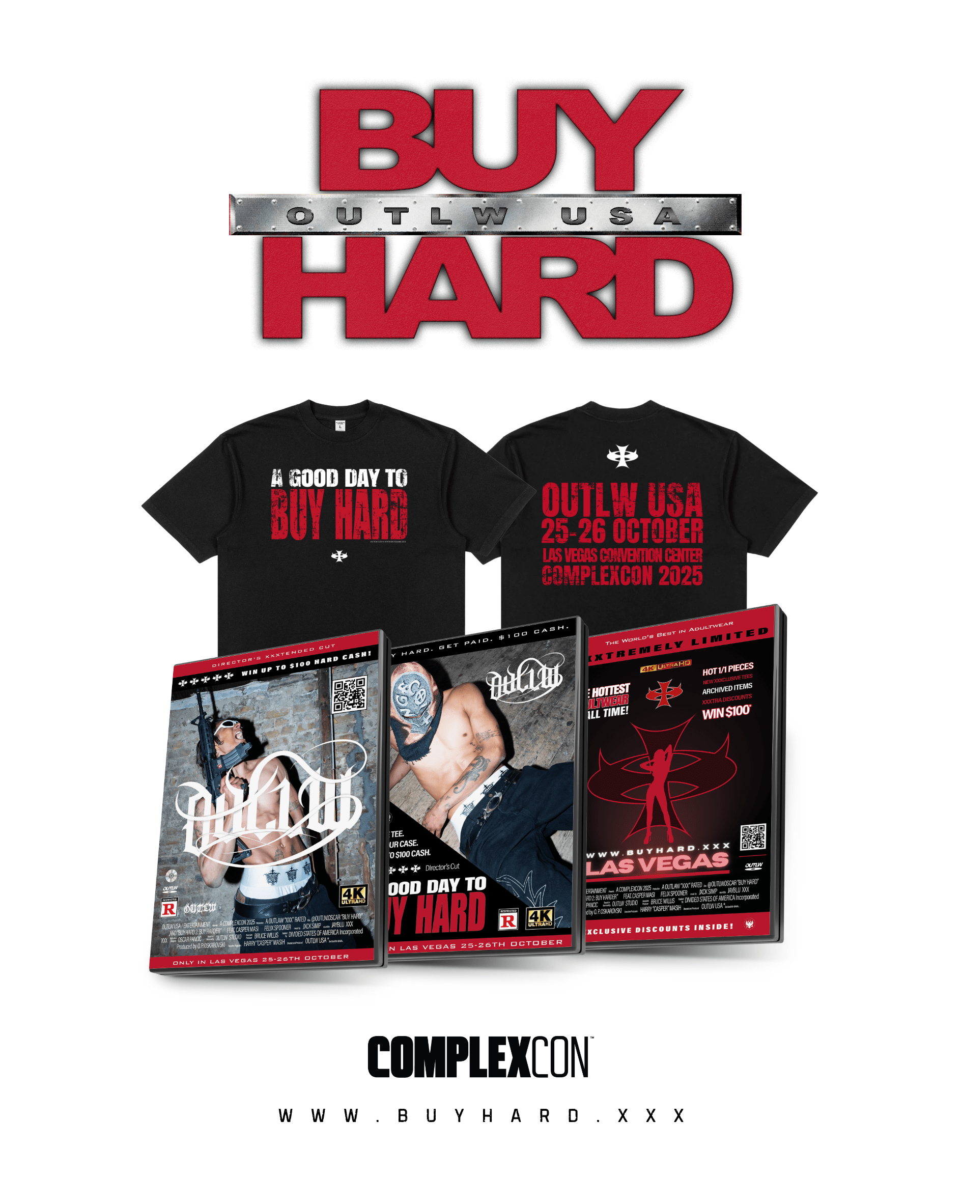 Minimal streetwear campaign poster from OUTLW USA’s ComplexCon collaboration