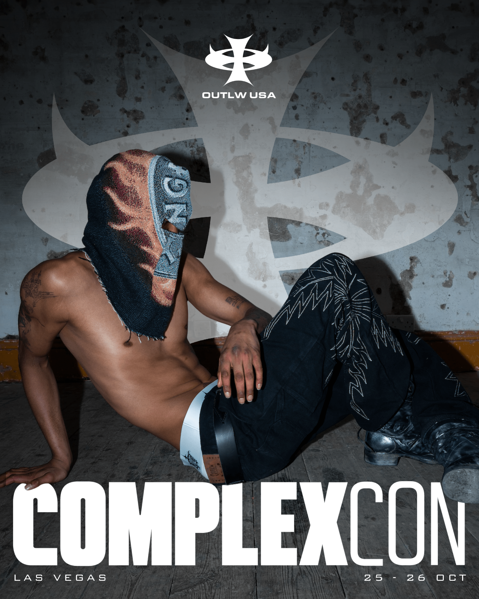 ComplexCon streetwear campaign poster featuring OUTLW USA graphic artwork