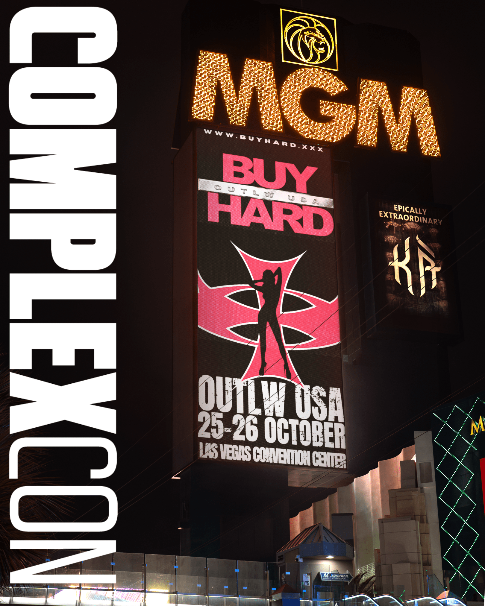 ComplexCon campaign poster with bold typography for OUTLW USA streetwear