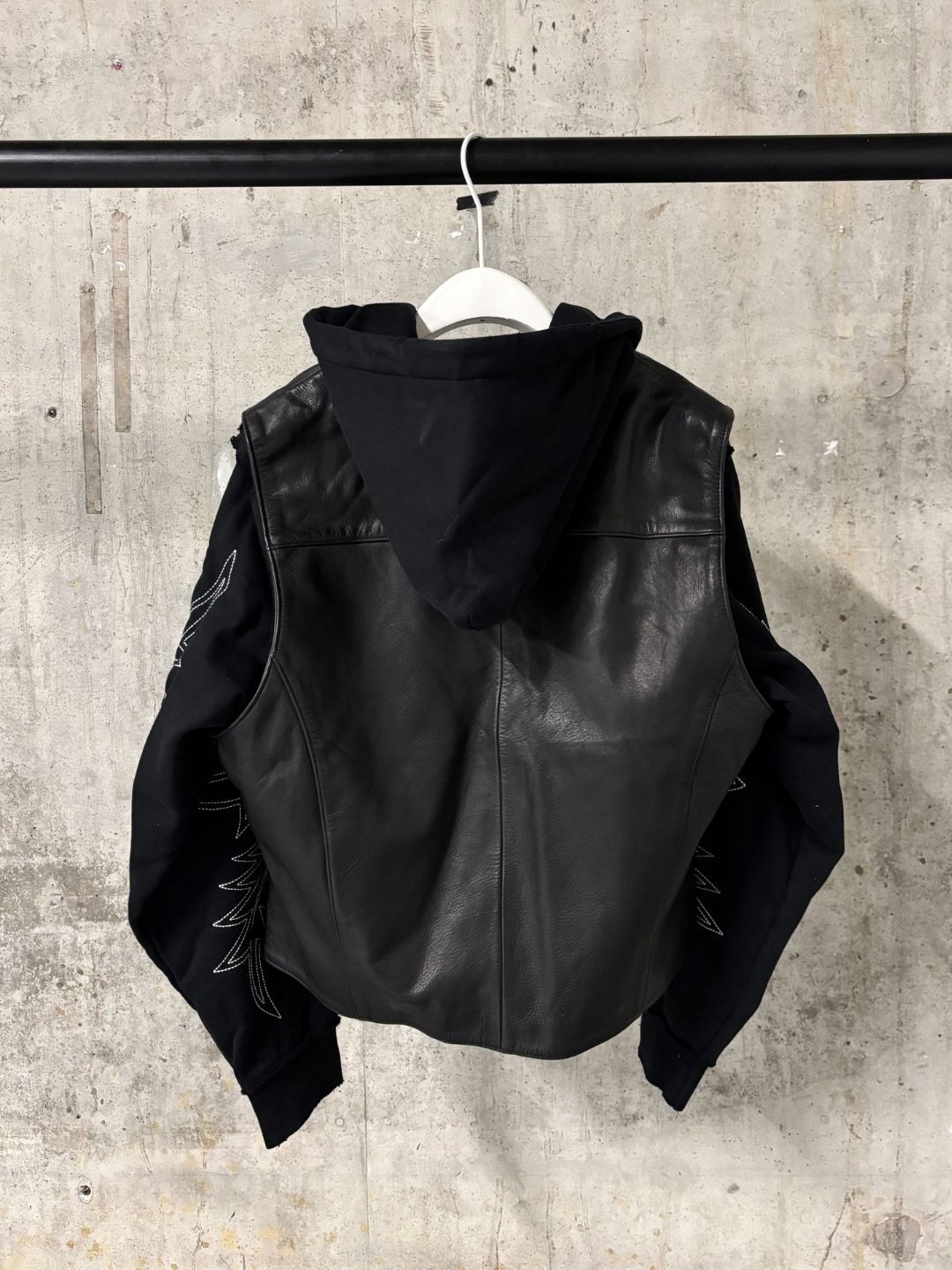 “KNIGHT RIDER” LEATHER BIKER HOODIE