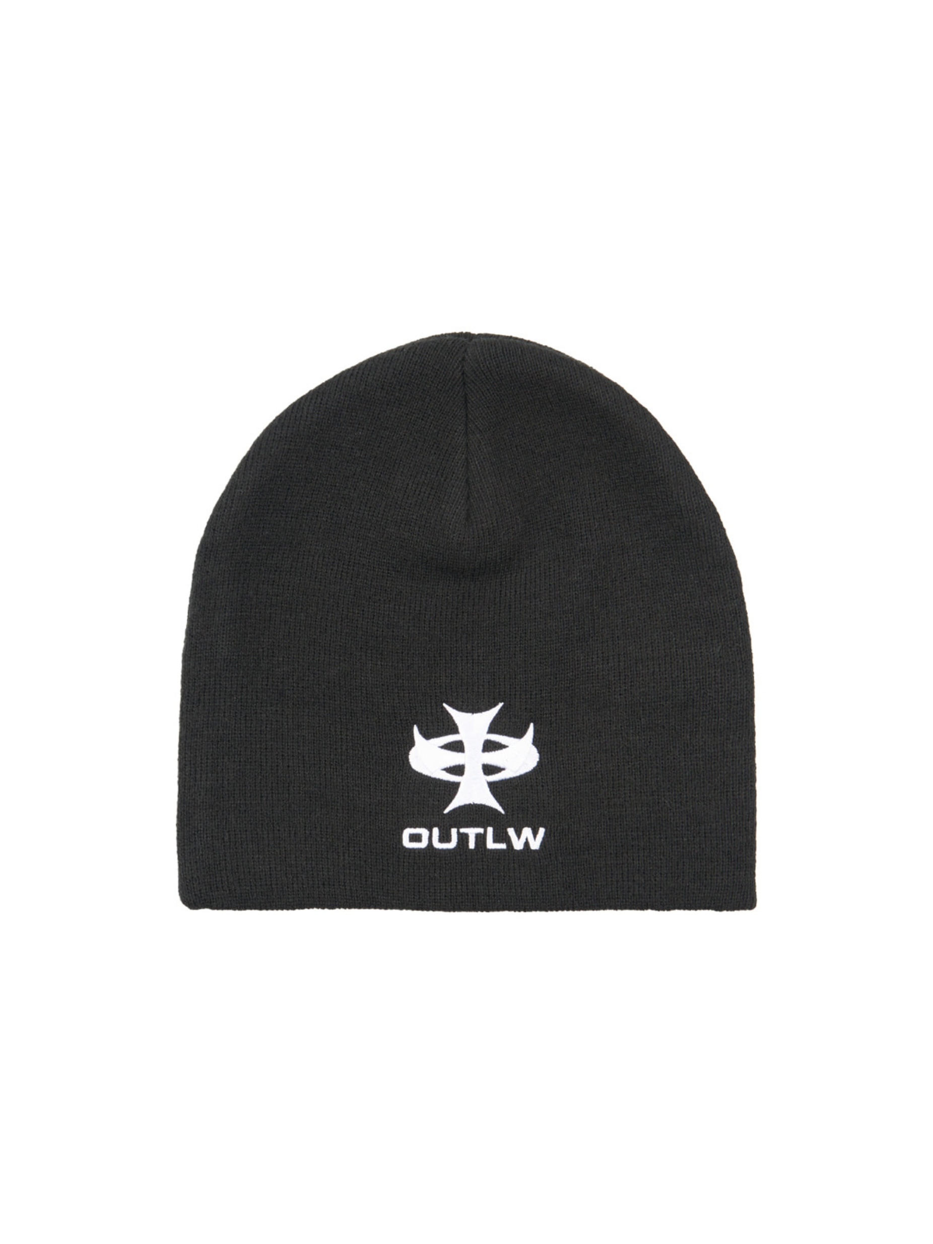 Black OUTLW beanie with white embroidered logo