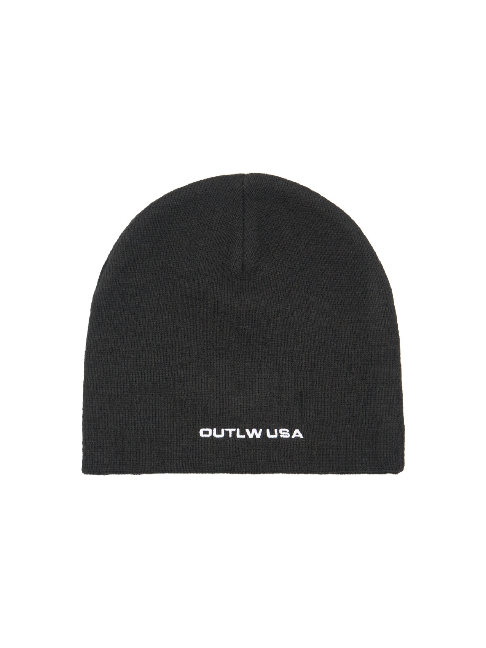 Black OUTLW USA beanie with white embroidery