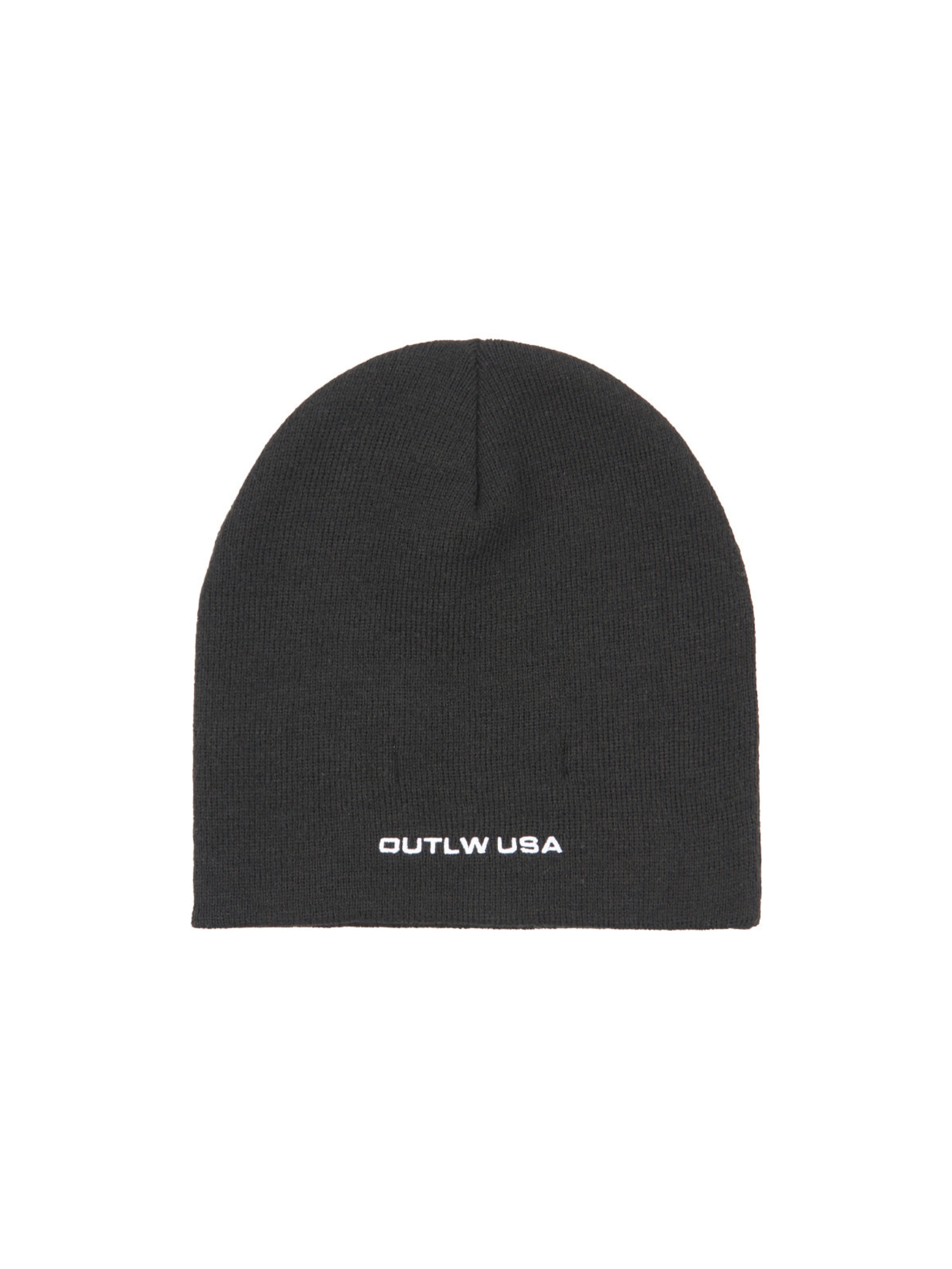 Black beanie with leather patch and studs