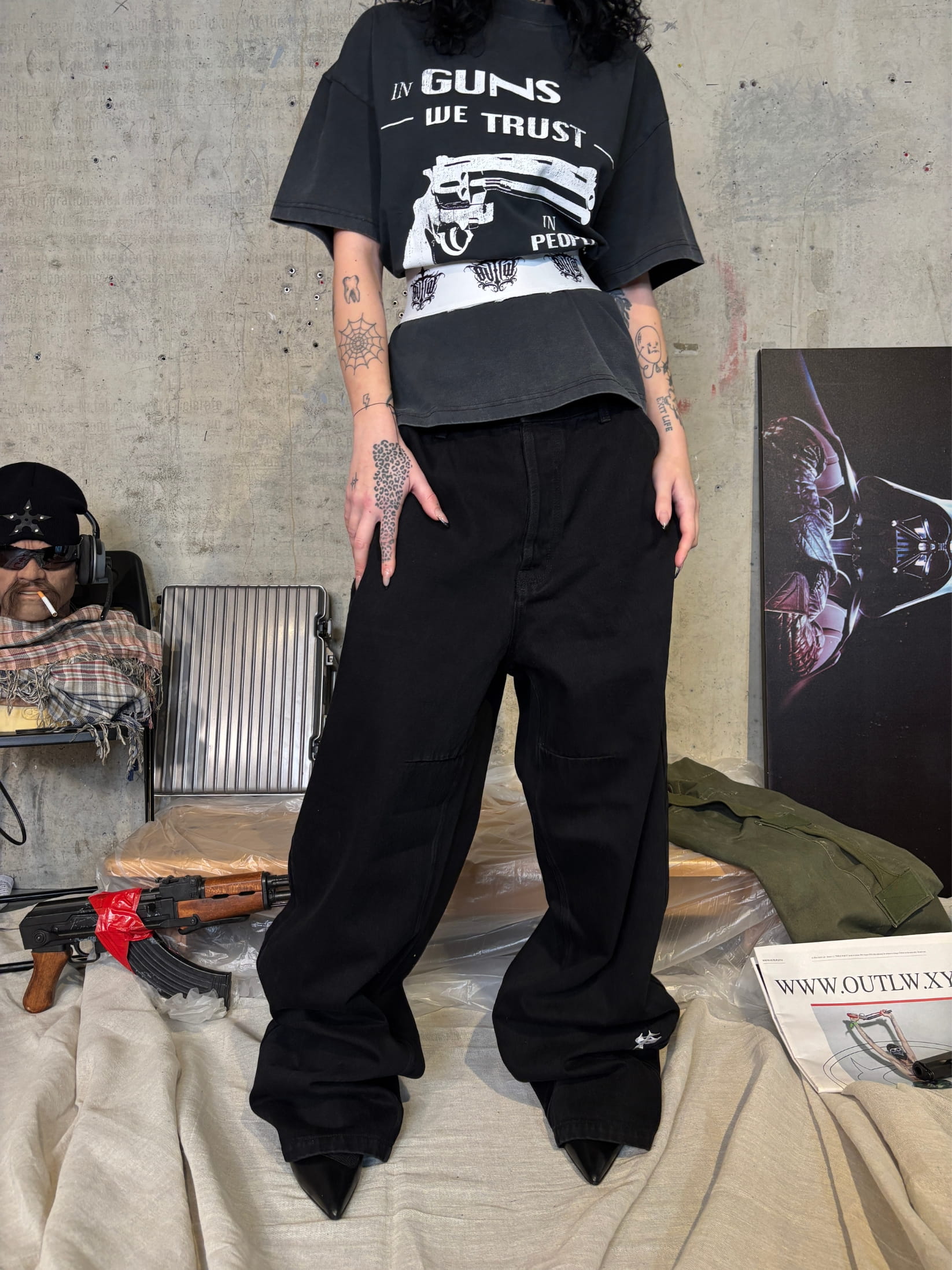 Streetwear photoshoot featuring OUTLW USA clothing