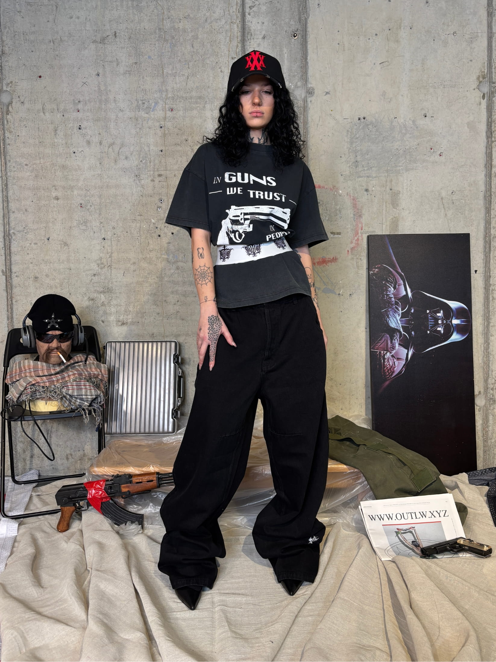 Streetwear photoshoot featuring OUTLW USA clothing