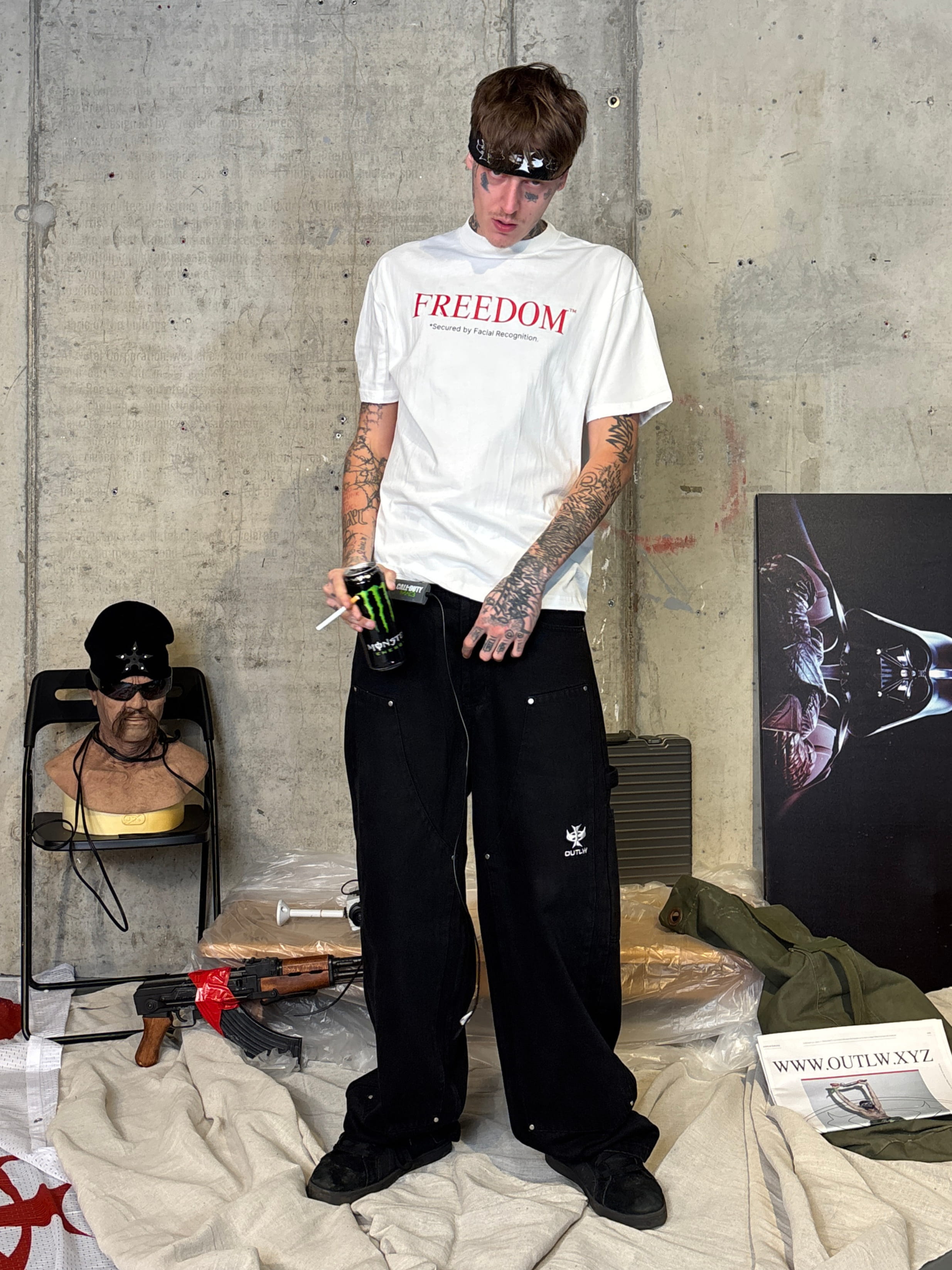 Streetwear photoshoot featuring OUTLW USA clothing