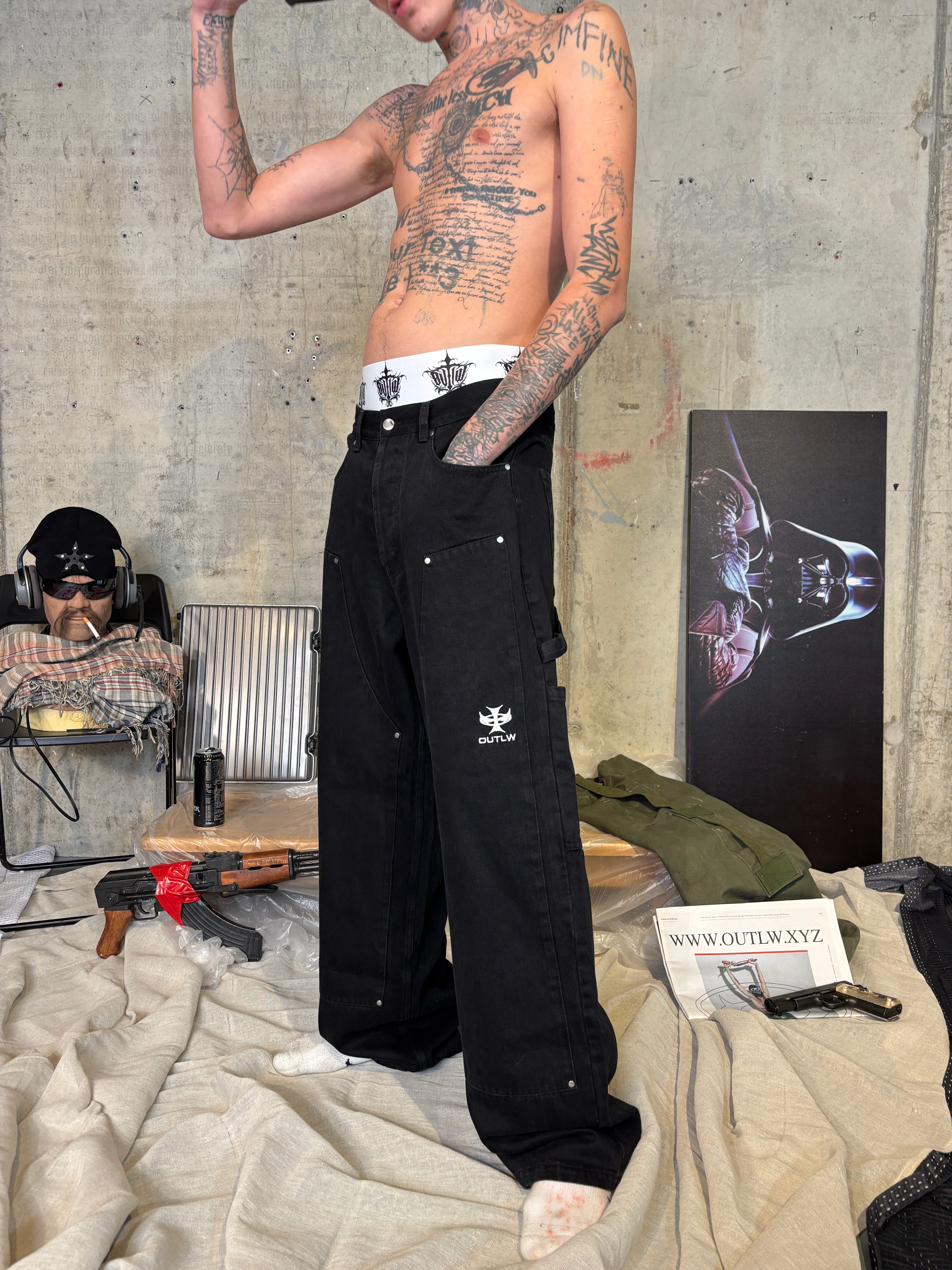 Streetwear photoshoot featuring OUTLW USA clothing