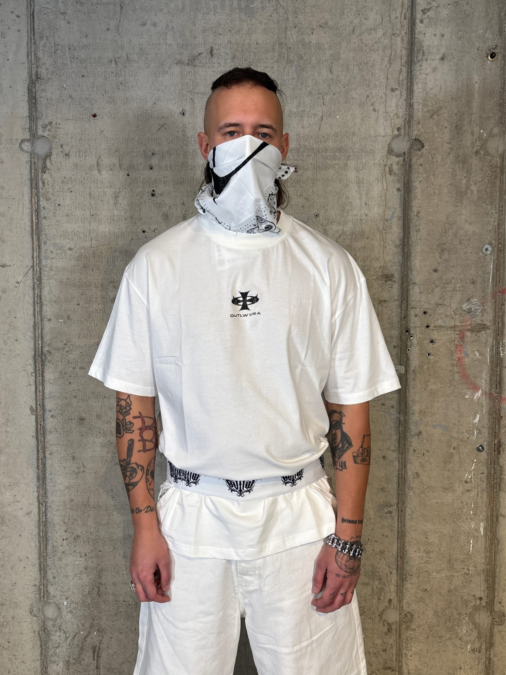 Streetwear photoshoot featuring OUTLW USA clothing