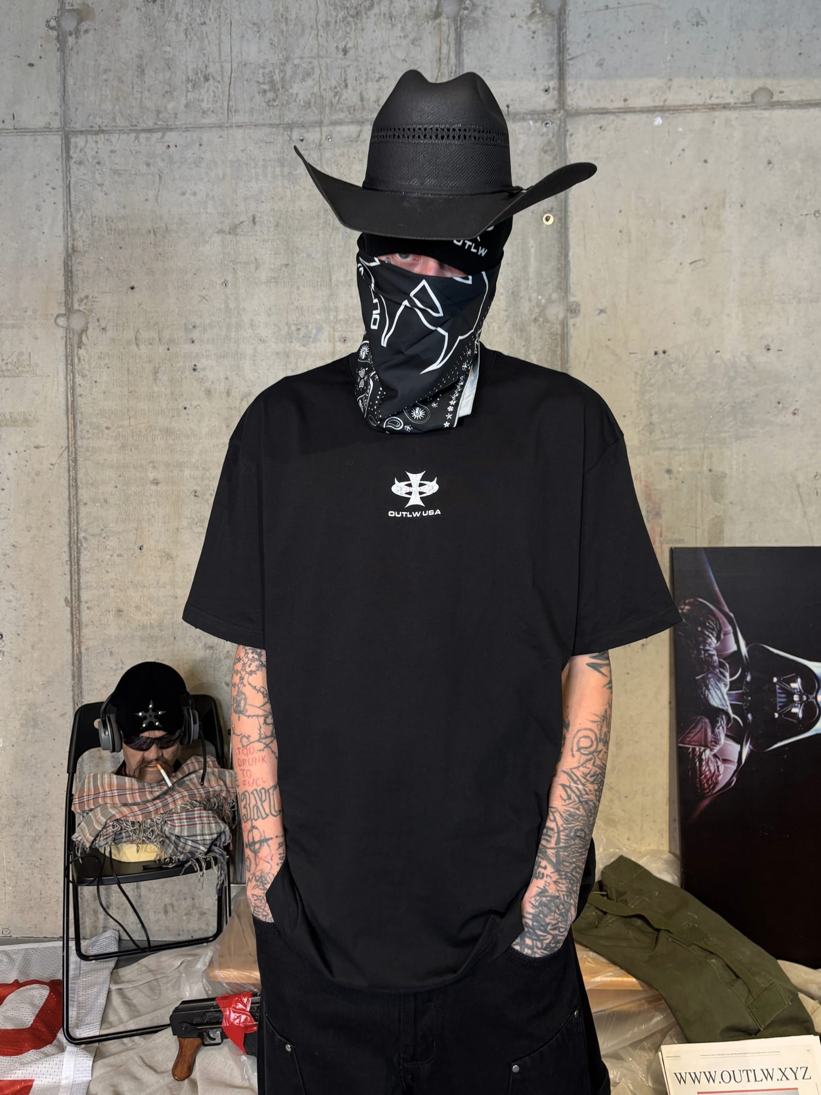 Streetwear photoshoot featuring OUTLW USA clothing