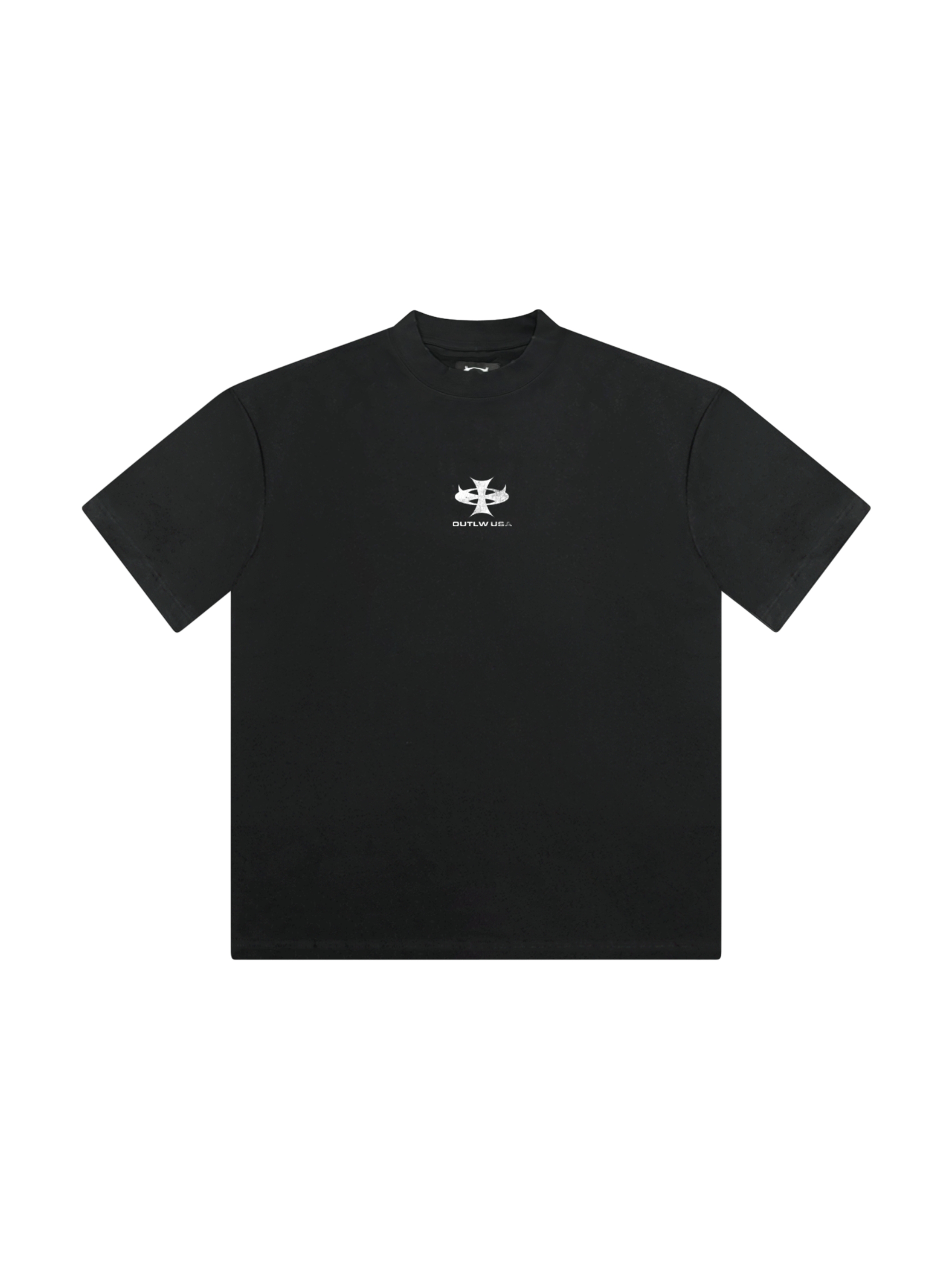 Black relaxed t-shirt with logo print at chest.