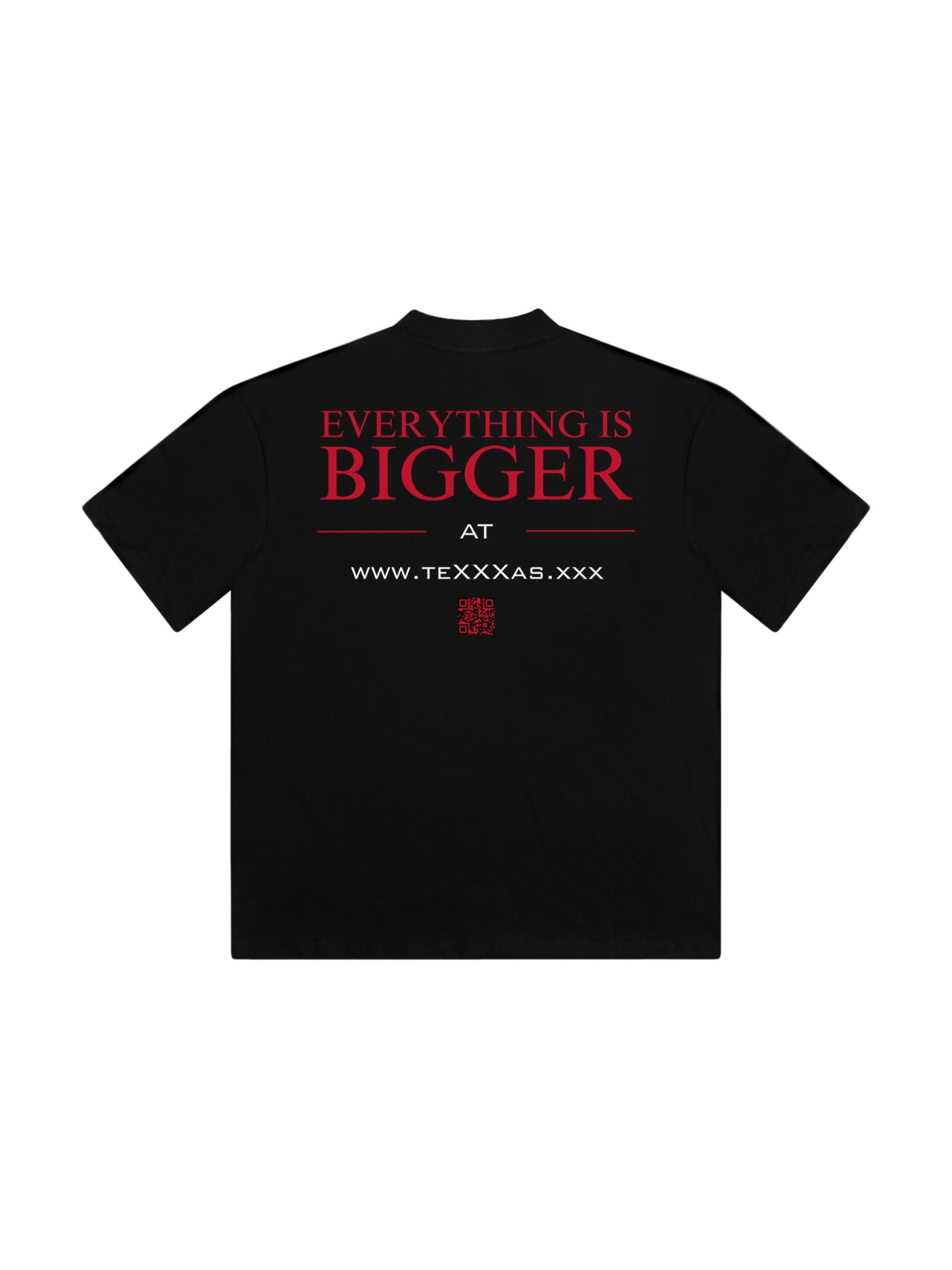 Black cotton-jersey relaxed t-shirt with "TEXXXAS" logo print at chest.