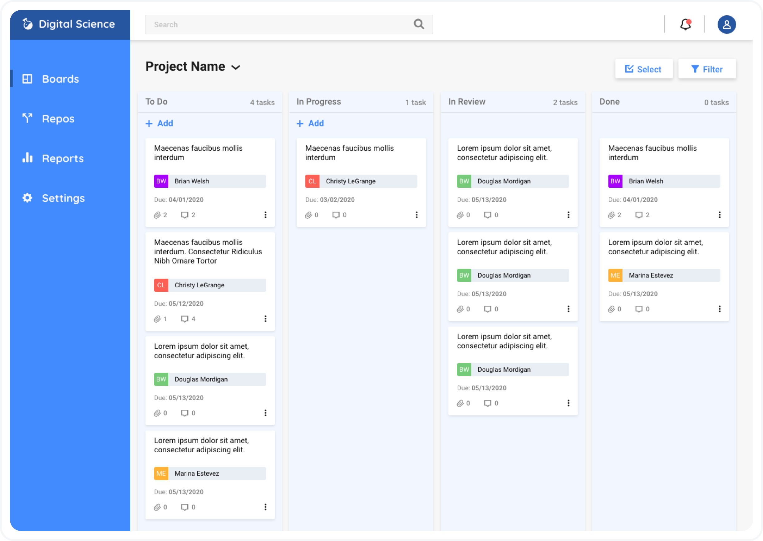Image of a kanban board design