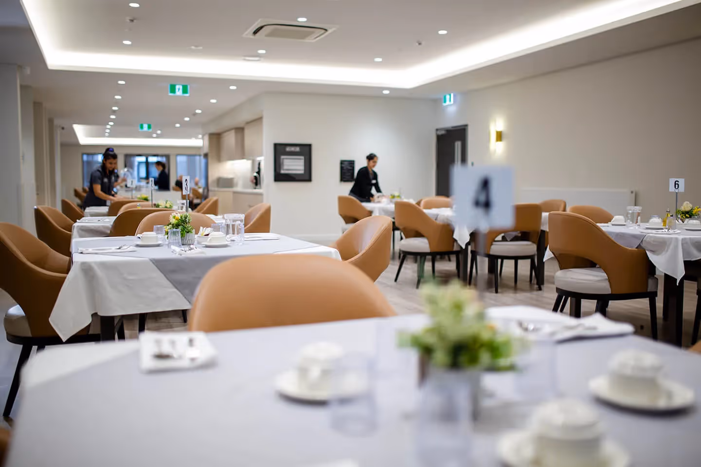 Oxa Care's dining hall getting prepared for the residents