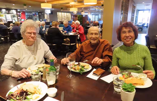 Oxa Care residents activity dining out at Excelsior Hotel Thomastown, about to eat