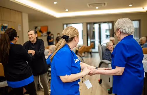 Oxa Care activity dancing staff and residents