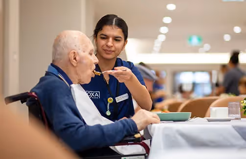Oxa Care assisted feeding to help any residents who need the assistance