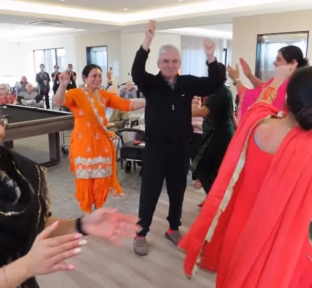 Residents and staff enjoying Indian Independence Day