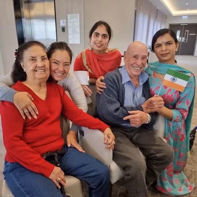 Oxa residents and staff celebrating India Independence Day