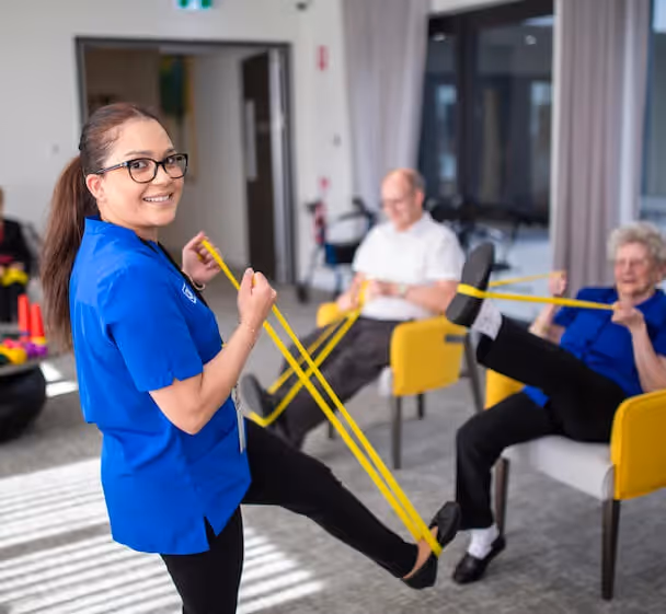 Staff member running an exercise class