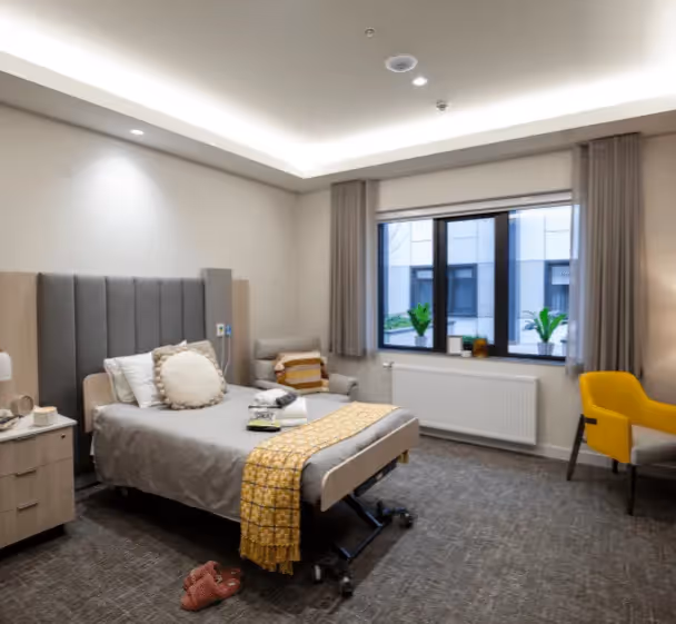 A bedroom at the Oxa Care facility 