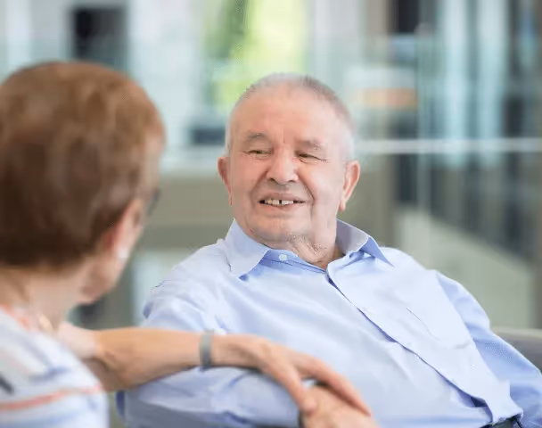 Resident talking to another resident 