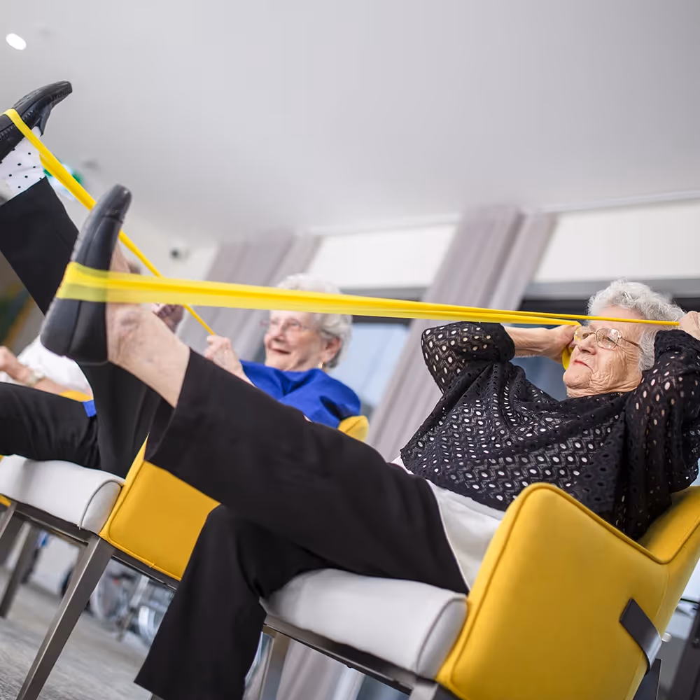 Whittlesea aged care residents taking part in group exercise for wellbeing.