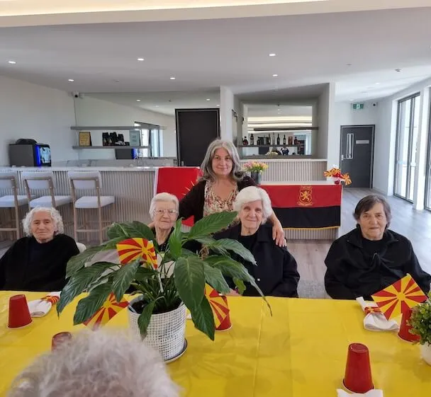 Residents celebrating a cultural event at Oxa Care aged care community.