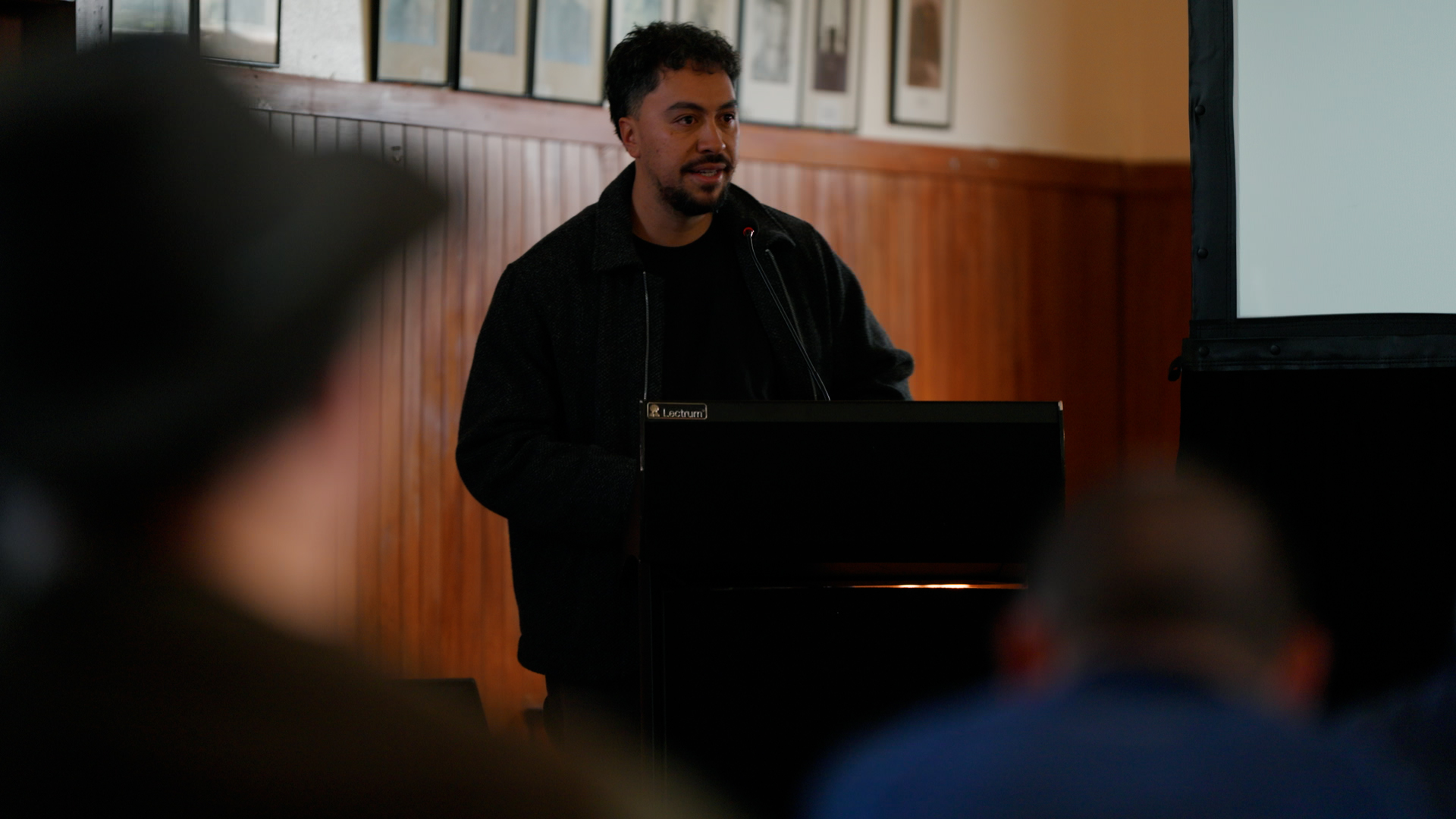Luke Enoka, Whakauae Research Services Ltd, presenting his research on Rangitīkei River waka traditions.