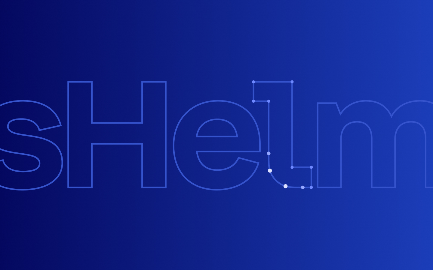 Logotype outline key visual focusing on the corner design of a letterform