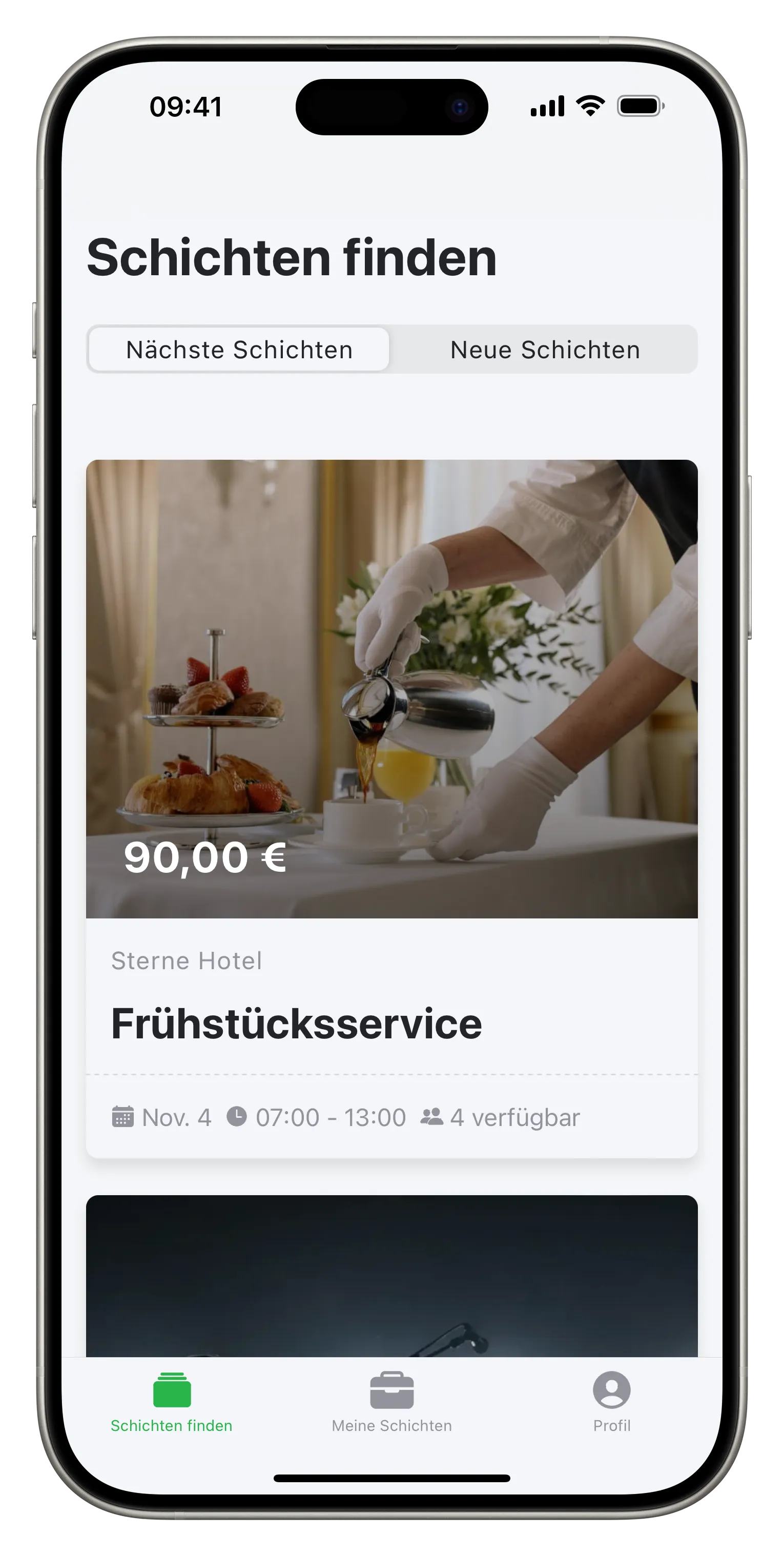 Wir decken Ihren Personalbedarf mithilfe unserer App. Hier können wir beispielsweise filtern, dass nur Personen mit dem von Ihnen gewünschten Anforderungsprofil den Job sehen und buchen können.
Des Weiteren bietet die App Wartelistenplätze für ausgebuchte Jobs, so können bei kurzfristigen Absagen andere Personen nachrutschen.
