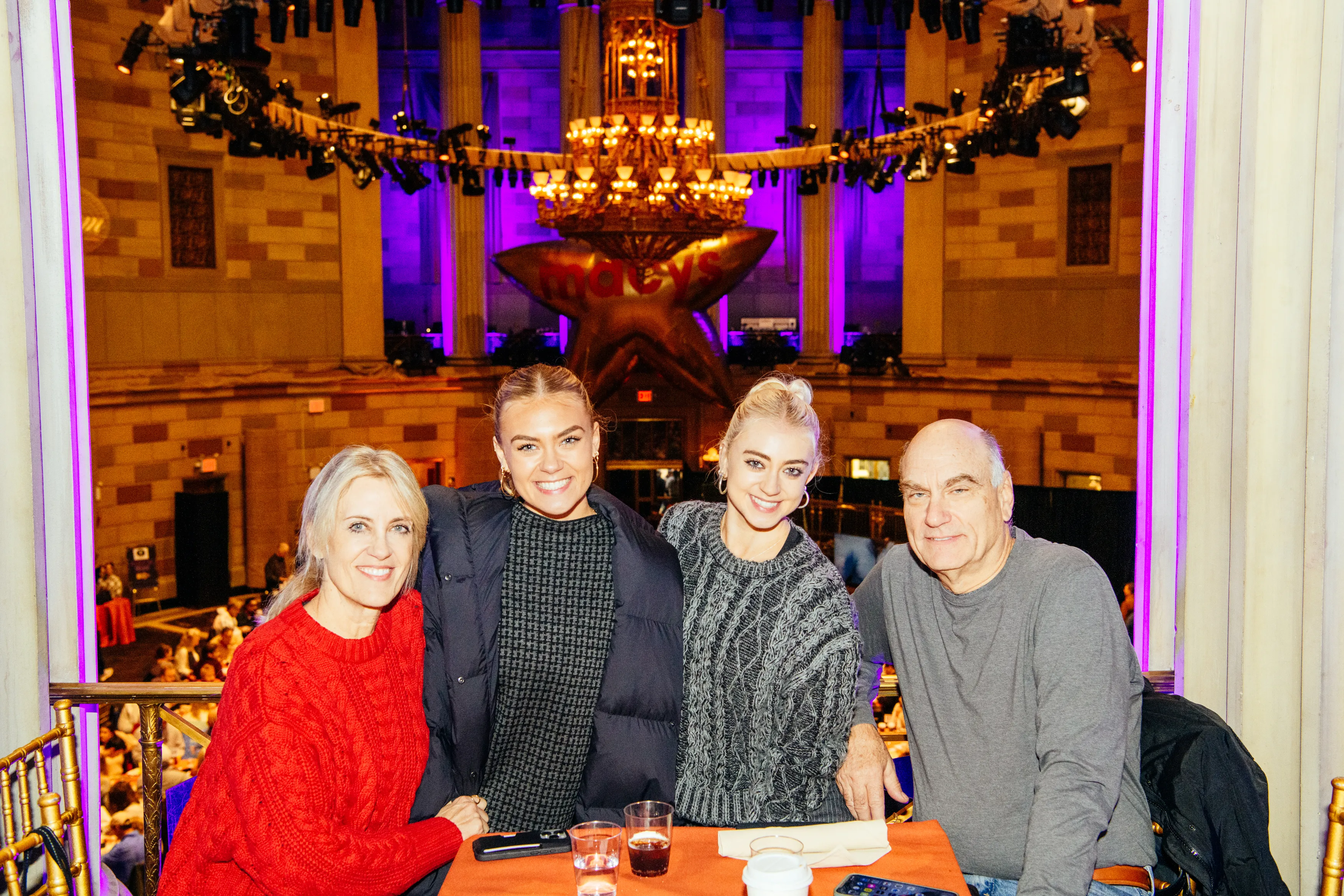 A family seated at their table at the Gotham Hall Thanksgiving parade brunch
