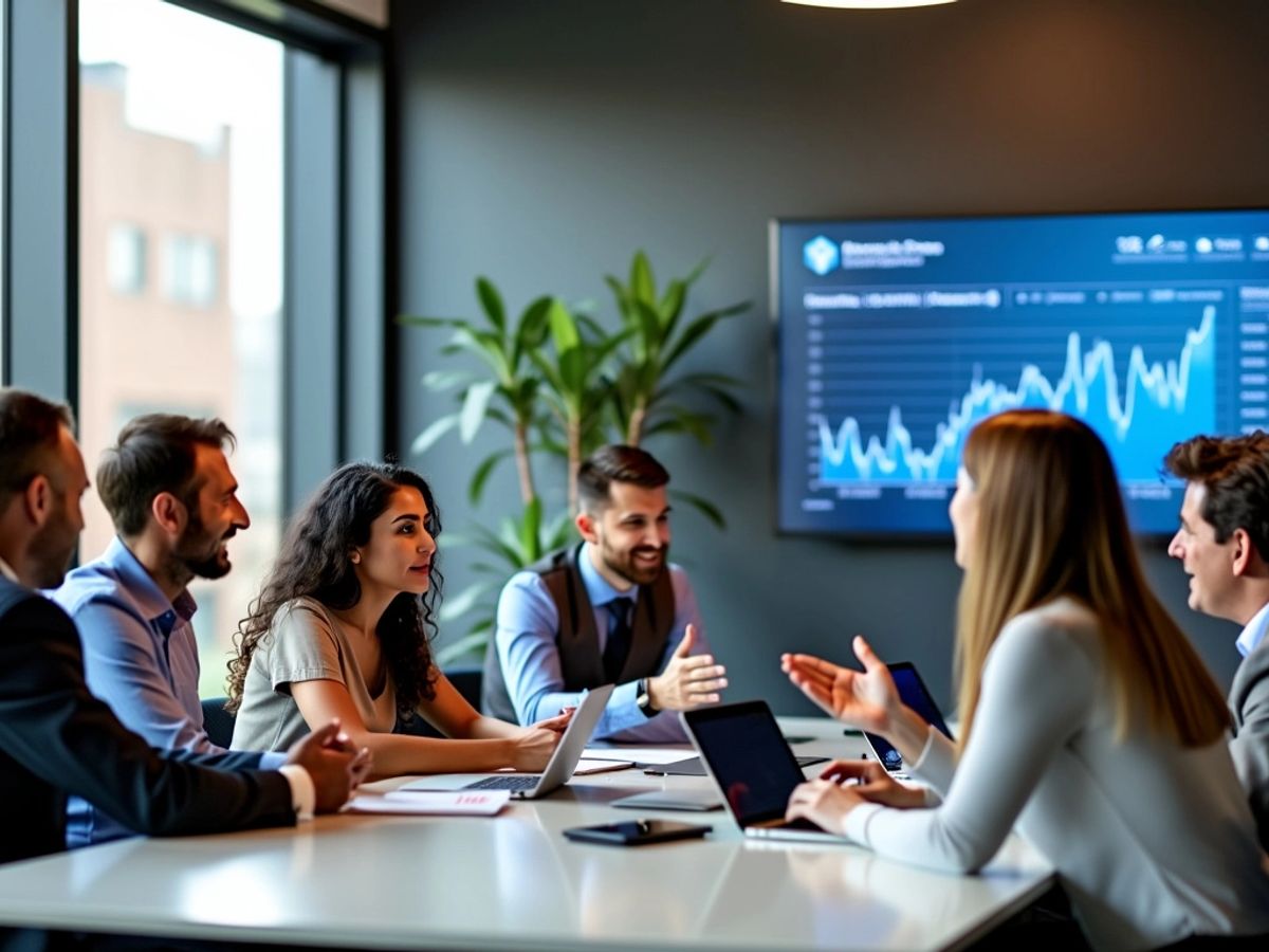 Investoren im modernen Büro bei strategischen Gesprächen.