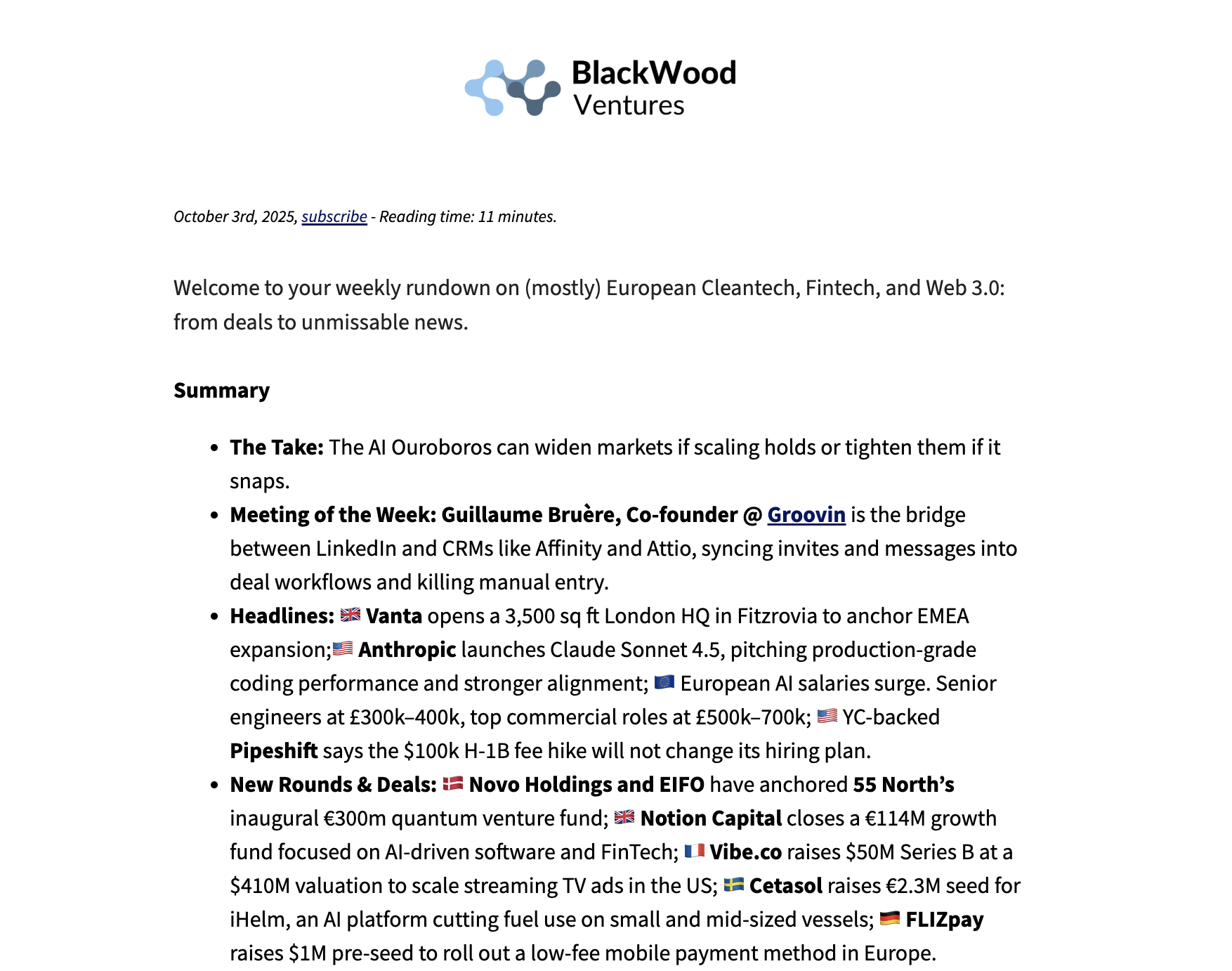 Week 40 - Industry Briefing