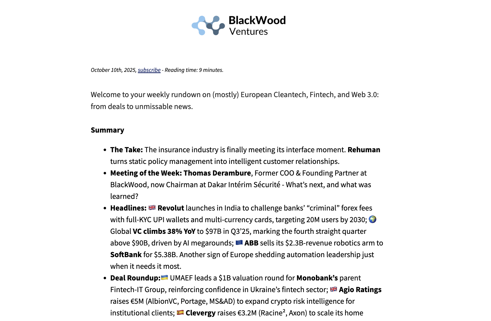 Week 41 - Industry Briefing