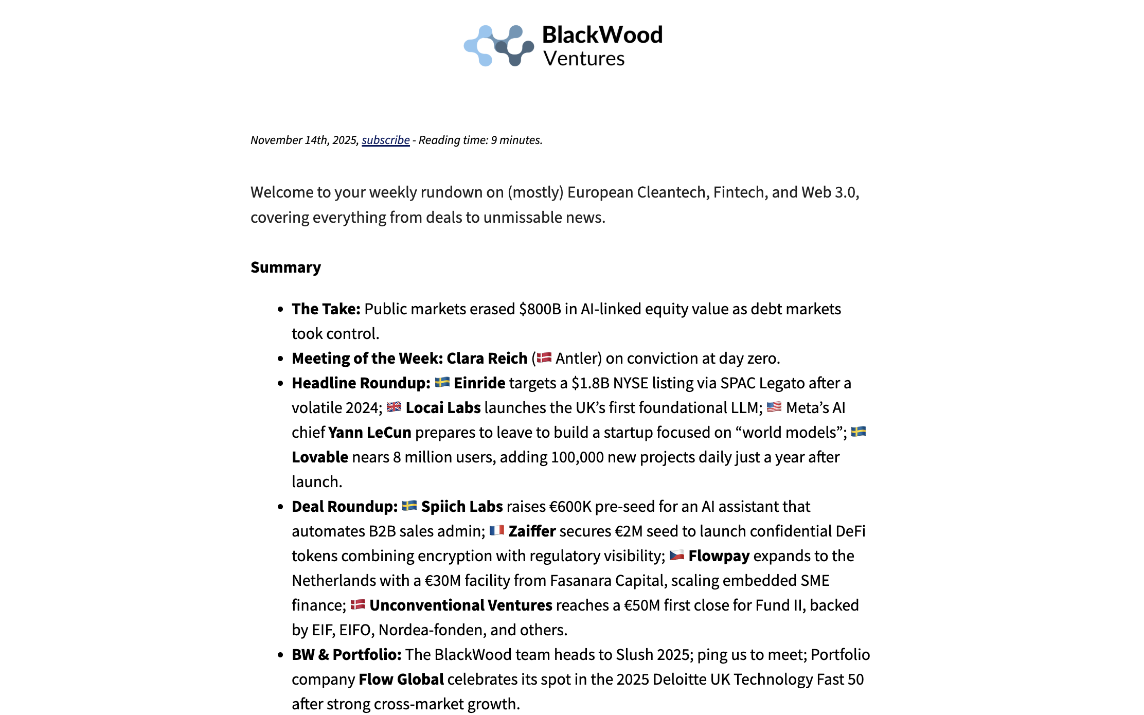 Week 46 - Industry Briefing