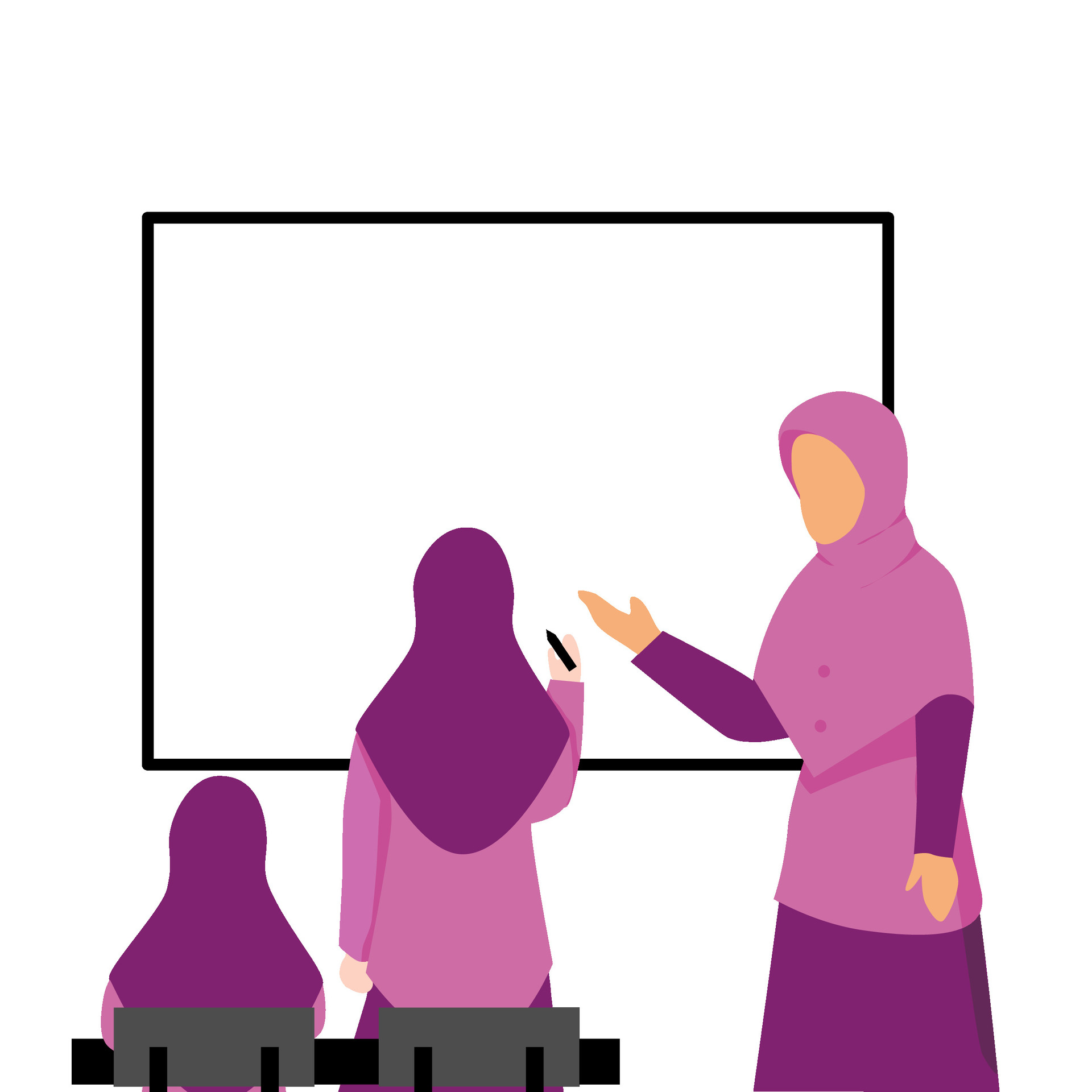 KS2 female teacher teaching students in a classroom