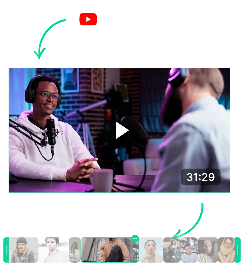 The UI of a video timeline with clips being cut and rearranged