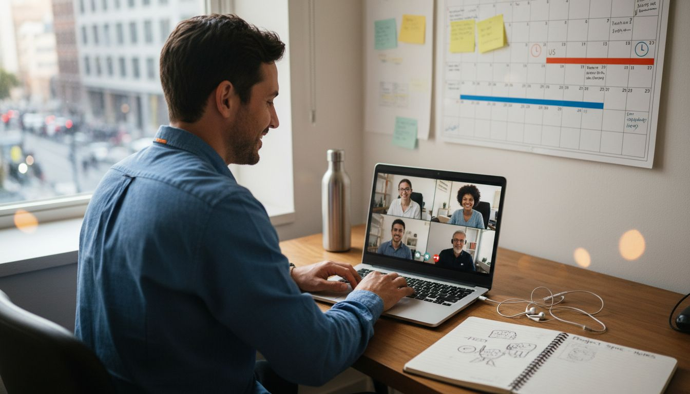 Manager video calling nearshore Latin America team