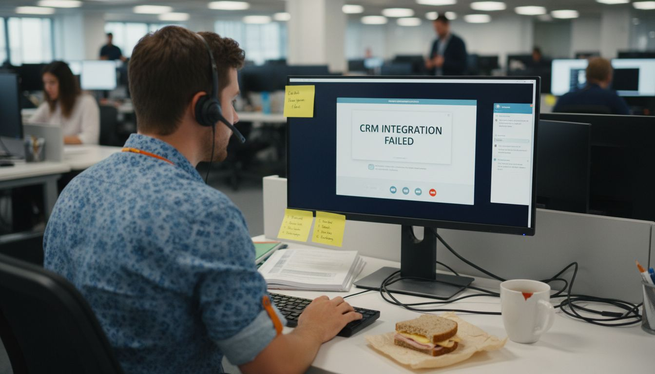 IT specialist troubleshooting CRM system integration