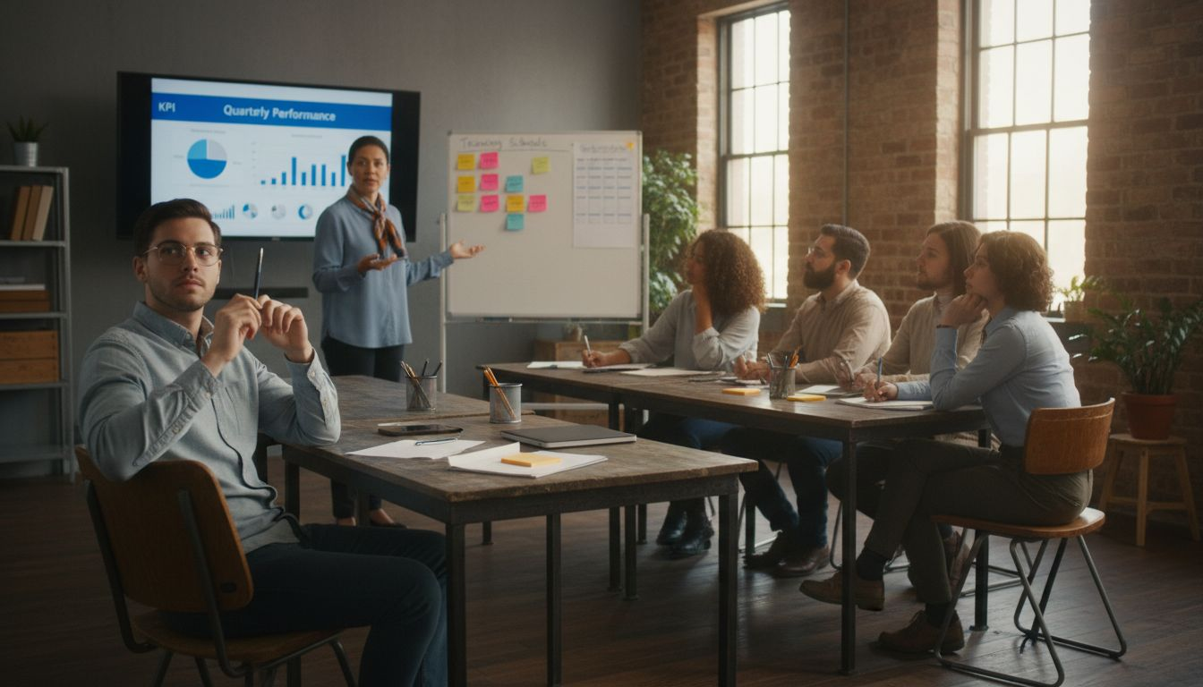 Customer service team in KPI training session