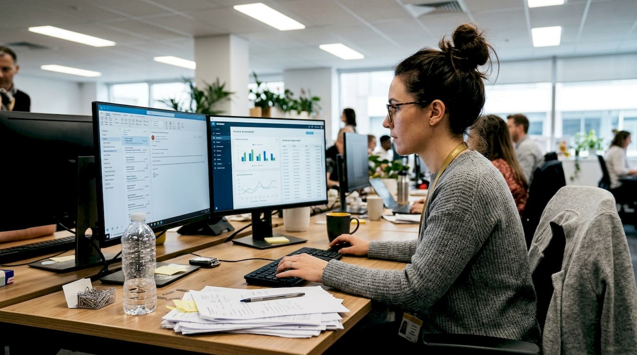 Employee automates invoice processing at desk