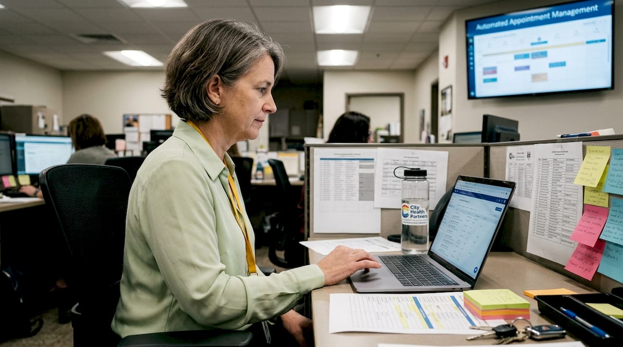 Healthcare administrator using automation tools