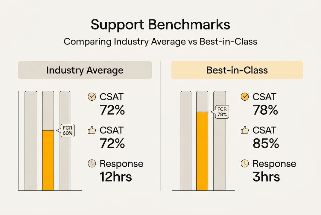Infographic showing ecommerce support benchmark comparison