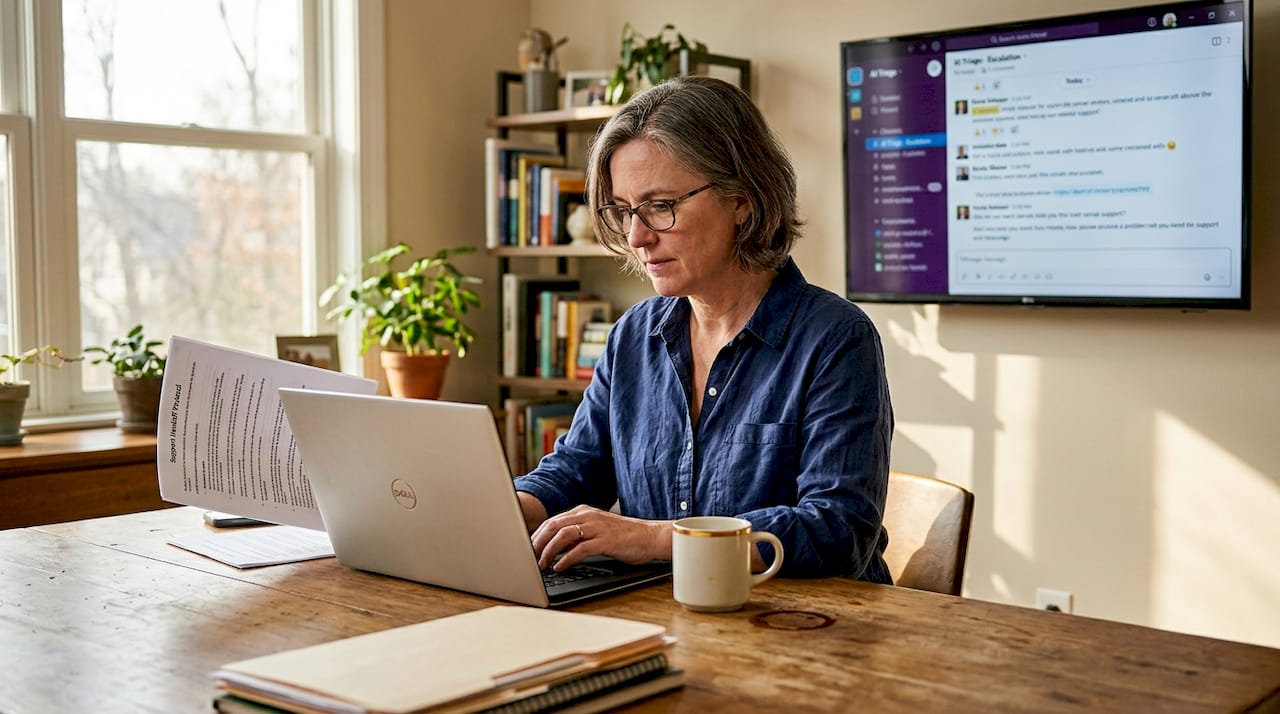 CX specialist working with AI handoff protocol