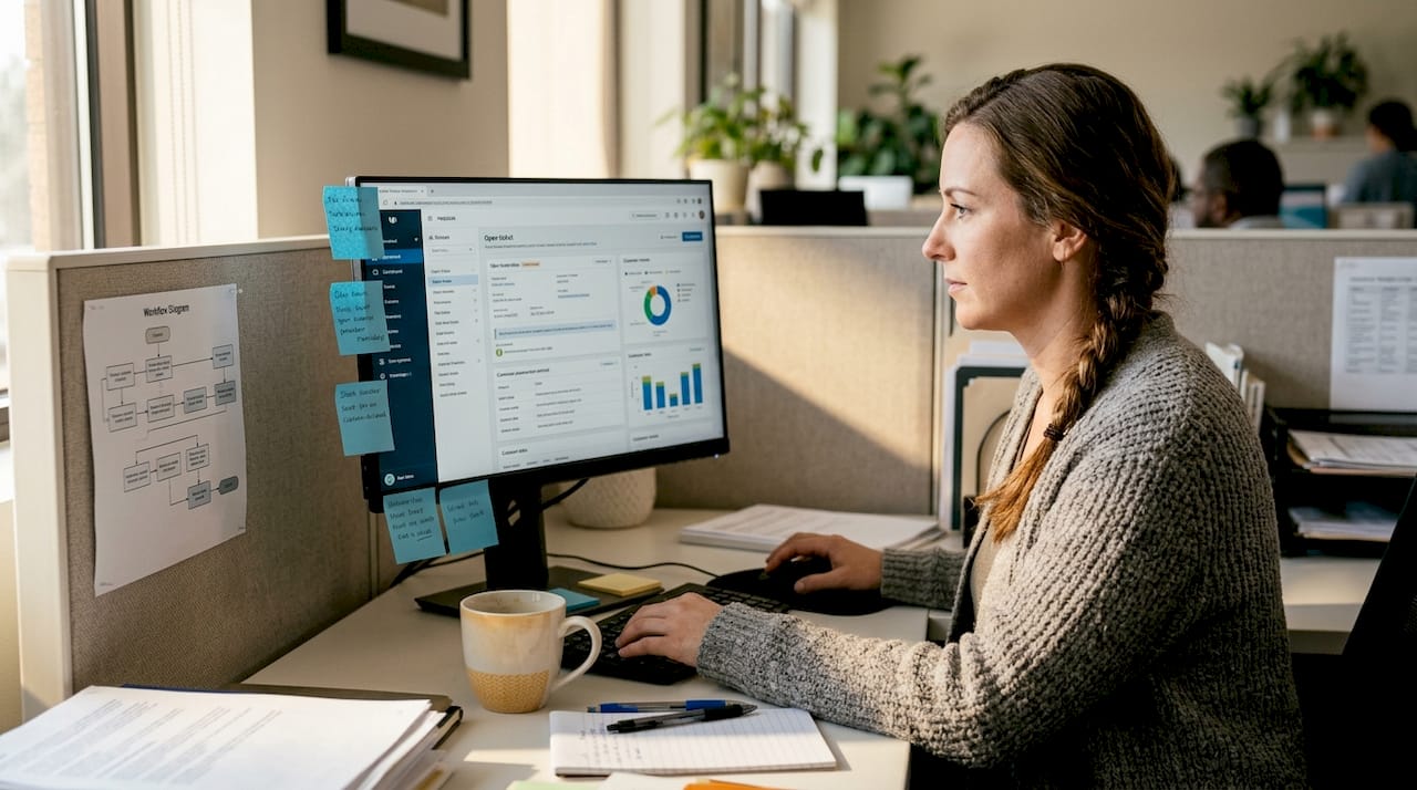 Agent reviewing automated helpdesk dashboard