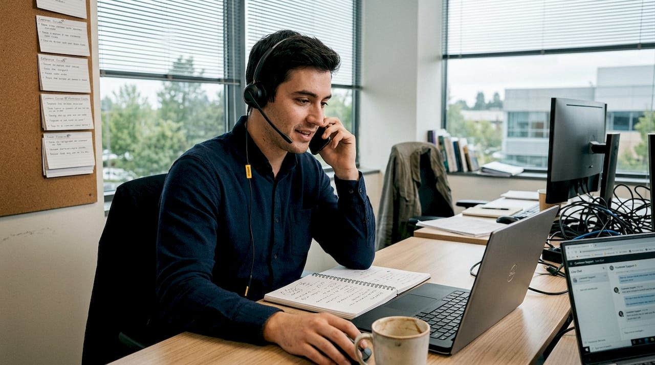 Agent balancing live chat and phone support