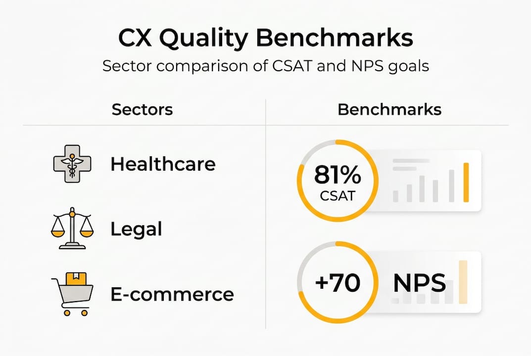Infographic of CX quality benchmarks by sector
