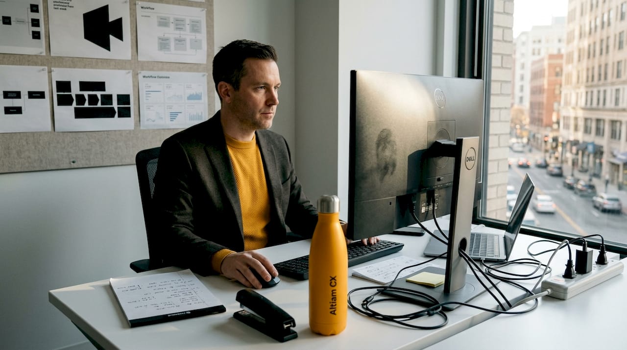 Support analyst checking operations dashboard