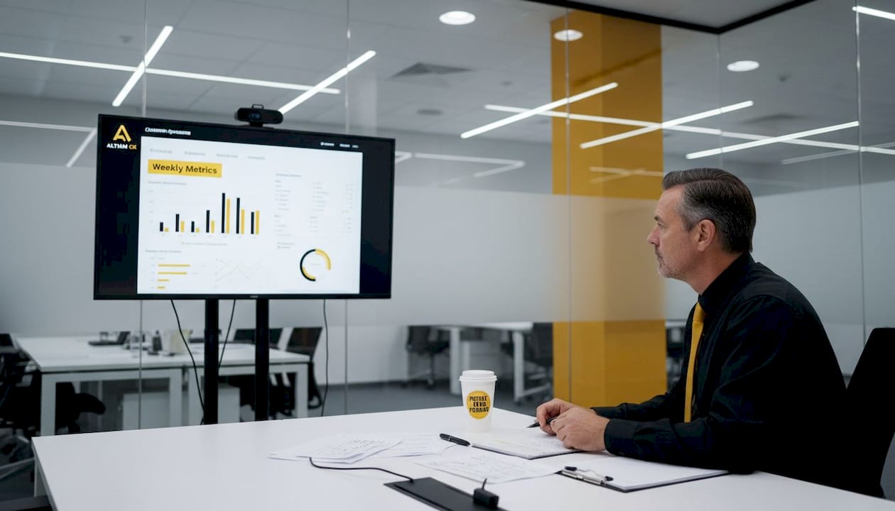 Manager reviewing customer experience performance dashboard
