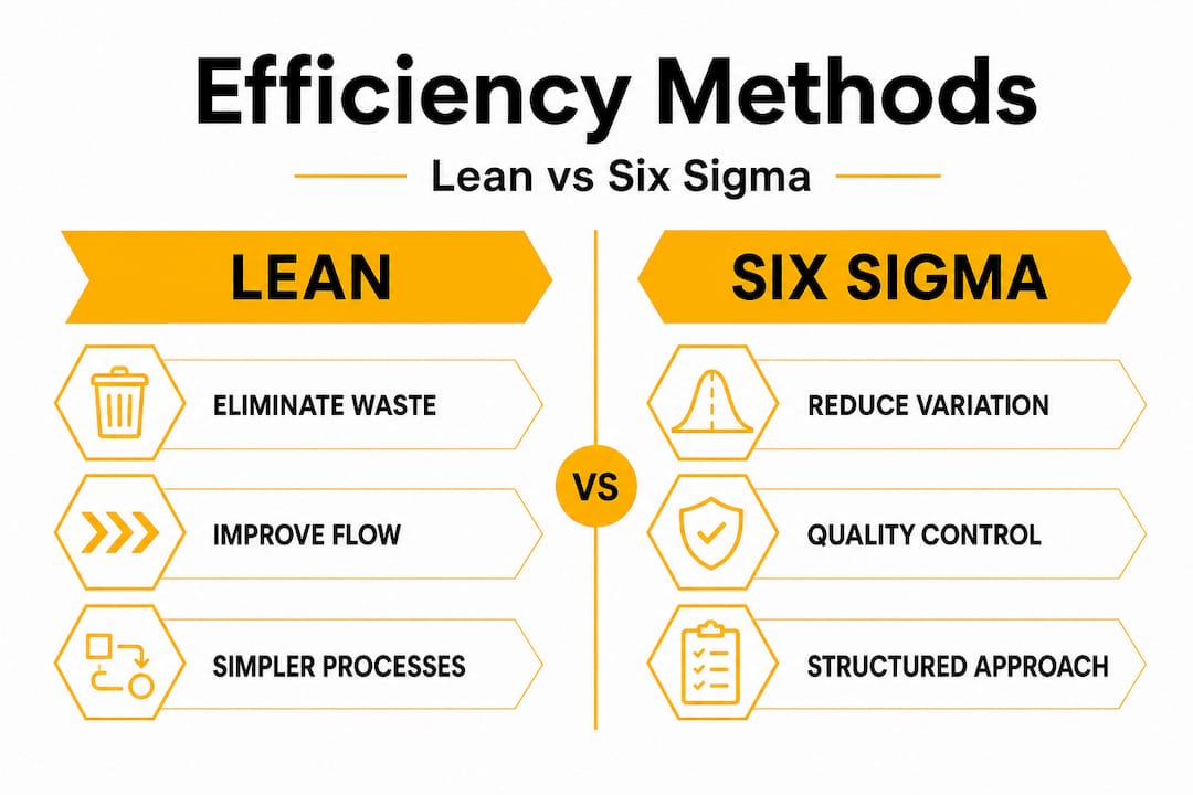 Infographic comparing Lean and Six Sigma efficiency approaches